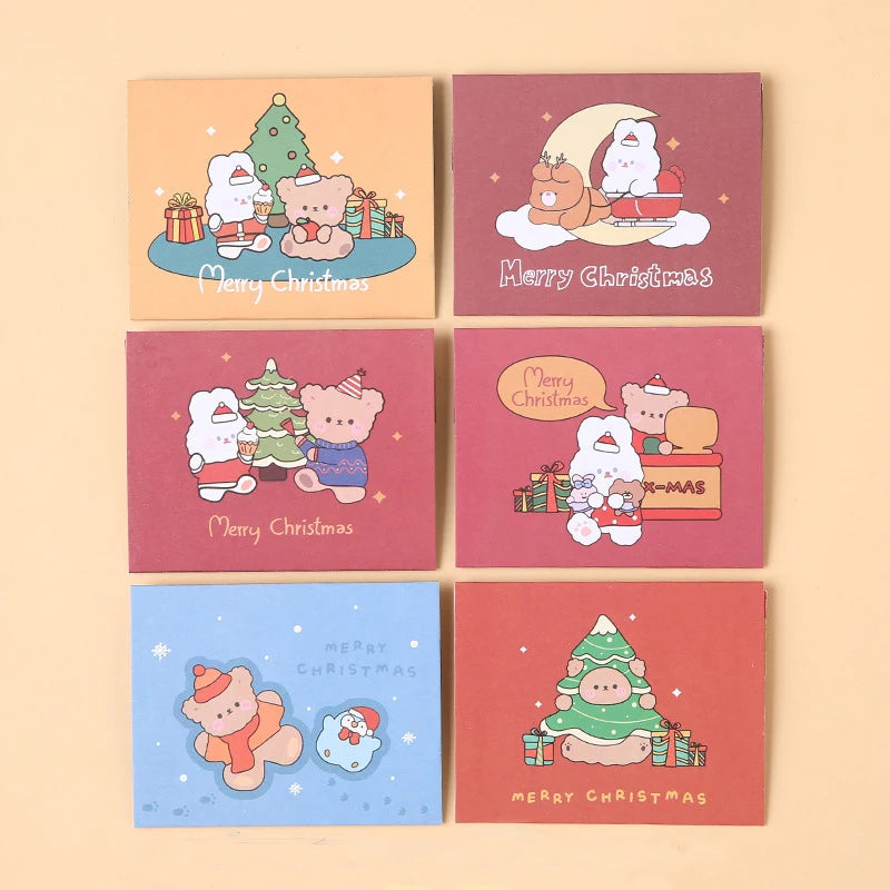 6PCS Cartoon Rabbit Greeting Cards Postcards Wedding Invitation Envelope