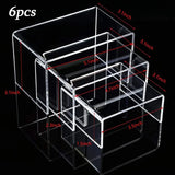 6PCS Acrylic Display Risers for Jewelry Candy Figures