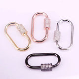 6PCS Clear CZ Micro Pave Oval Clasp Gold/Rose/Silver Necklace Clasp