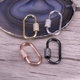 6PCS Clear CZ Micro Pave Oval Clasp Gold/Rose/Silver Necklace Clasp