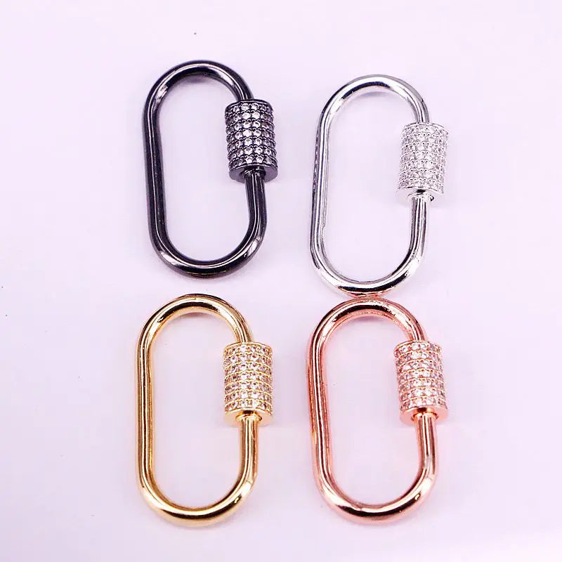 6PCS Clear CZ Micro Pave Oval Clasp Gold/Rose/Silver Necklace Clasp