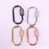 6PCS Clear CZ Micro Pave Oval Clasp Gold/Rose/Silver Necklace Clasp