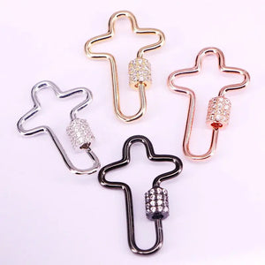 6PCS Clear CZ Pave Crossed Shaped Clasp Black/Gold/Rose Gold/Silver