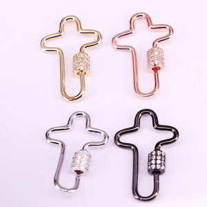 6PCS Clear CZ Pave Crossed Shaped Clasp Black/Gold/Rose Gold/Silver