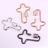 6PCS Clear CZ Pave Crossed Shaped Clasp Black/Gold/Rose Gold/Silver