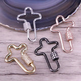 6PCS Clear CZ Pave Crossed Shaped Clasp Black/Gold/Rose Gold/Silver