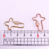 6PCS Clear CZ Pave Crossed Shaped Clasp Black/Gold/Rose Gold/Silver