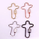 6PCS Clear CZ Pave Crossed Shaped Clasp Black/Gold/Rose Gold/Silver