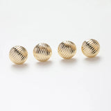 6PCS Round Fold Surface Ear Studs Earrings Brass 14k Plated