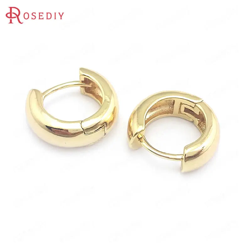 6PCS 14MM 16MM 18MM 24K Brass Circle Loop Earrings Hoops Jewelry Making