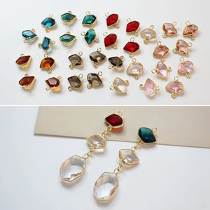 6PCS Irregular Crystal Glass Pendant for Earring Making