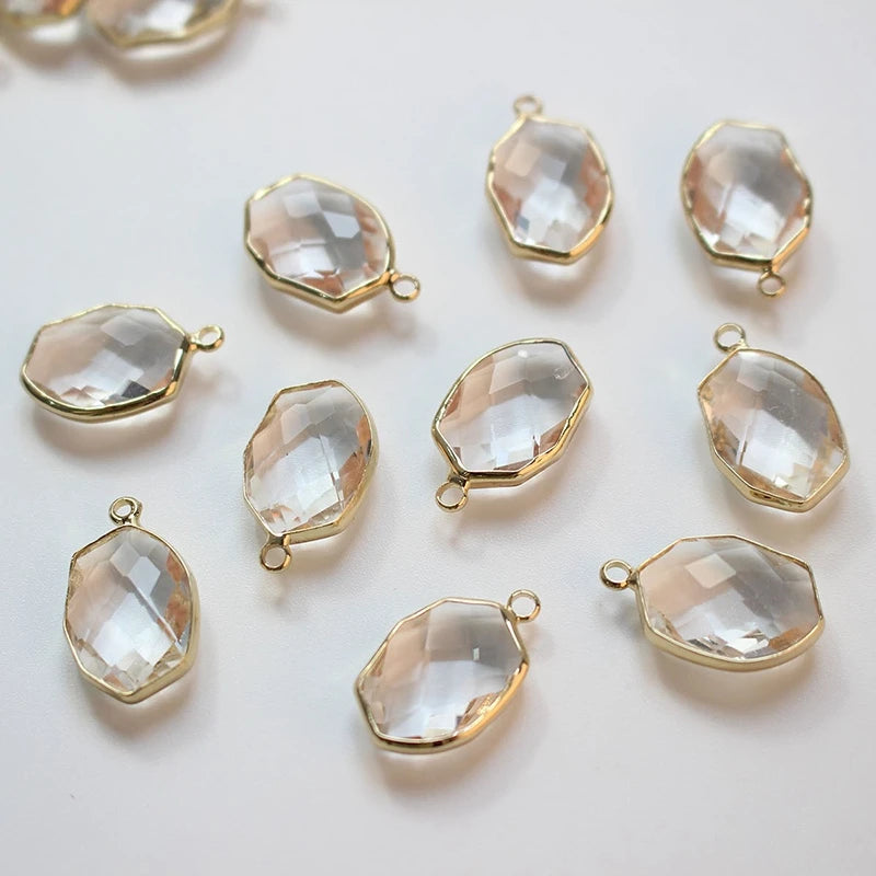 6PCS Irregular Crystal Glass Pendant for Earring Making
