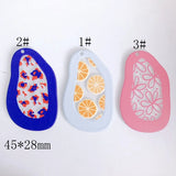 6PCS Abstract Painting Pendant Acrylic Necklace Earring Lemon Slice