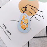 6PCS Abstract Painting Pendant Acrylic Necklace Earring Lemon Slice