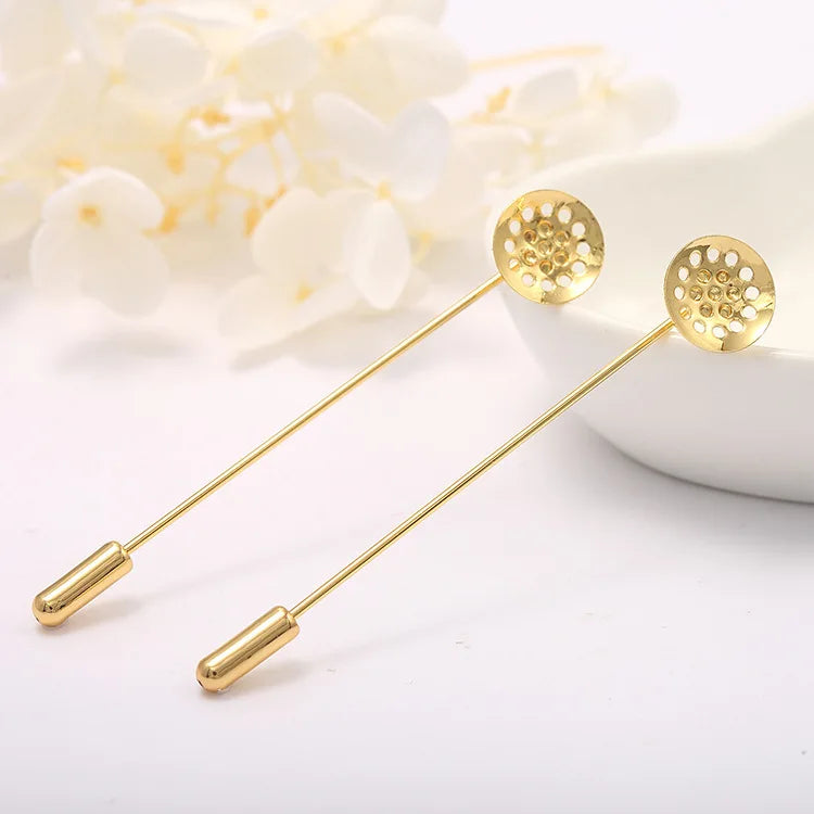 6PCS 12MM Flower Pins 14K Brass Jewelry Making Findings