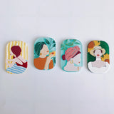 6PCS Women Portrait Painting Acrylic Necklace Earrings Bracelet Pendant