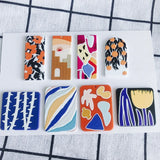 6PCS Flower Portrait Painting Acrylic Pendant Plant Abstract Painting Necklace