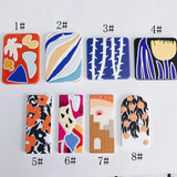 6PCS Flower Portrait Painting Acrylic Pendant Plant Abstract Painting Necklace