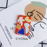 6PCS Flower Portrait Painting Acrylic Pendant Plant Abstract Painting Necklace