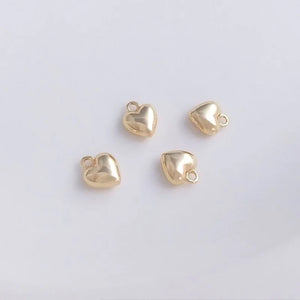 6PCS 7mm Peach Heart Pendant Jewelry DIY Material Bracelet Chain Earrings Love