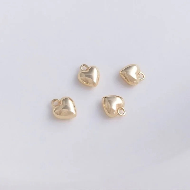 6PCS 7mm Peach Heart Pendant Jewelry DIY Material Bracelet Chain Earrings Love