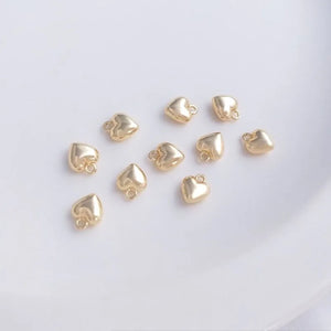 6PCS 7mm Peach Heart Pendant Jewelry DIY Material Bracelet Chain Earrings Love