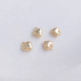 6PCS 7mm Peach Heart Pendant Jewelry DIY Material Bracelet Chain Earrings Love