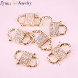 6PCS Lock Shape Metal Clasp Micro Pave CZ Clasp Component