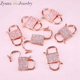 6PCS Lock Shape Metal Clasp Micro Pave CZ Clasp Component