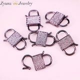 6PCS Lock Shape Metal Clasp Micro Pave CZ Clasp Component