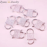 6PCS Lock Shape Metal Clasp Micro Pave CZ Clasp Component