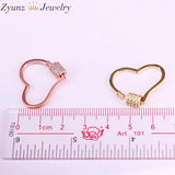 6PCS CZ Micro Pave Lock Carabiner Clasp Heart Jewelry