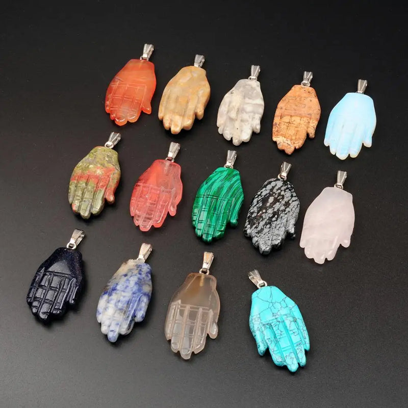 6PCS Crystal Quartz Necklace Pendants Natural Stone Healing Jewelry