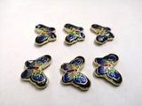 6Pcs Hand-Painted Cloisonne Butterfly Pendant