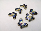 6Pcs Hand-Painted Cloisonne Butterfly Pendant