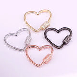 6PCS Heart Shape CZ Clasp Gold Silver Rose Gold Gunmetal Findings