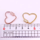 6PCS Heart Shape CZ Clasp Gold Silver Rose Gold Gunmetal Findings