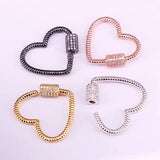 6PCS Heart Shape CZ Clasp Gold Silver Rose Gold Gunmetal Findings