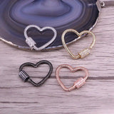 6PCS Heart Shape CZ Clasp Gold Silver Rose Gold Gunmetal Findings