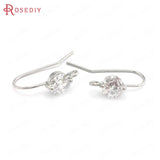6PCS 24K Brass Zircon Earring Hooks High Jewelry Making Supplies