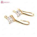 6PCS 24K Brass Zircon Earring Hooks High Jewelry Making Supplies