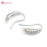 6PCS 18K Brass Earrings Hook with Zircon for DIY Jewelry Making