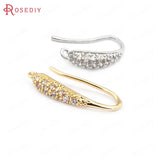 6PCS 18K Brass Earrings Hook with Zircon for DIY Jewelry Making