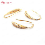 6PCS 18K Brass Earrings Hook with Zircon for DIY Jewelry Making