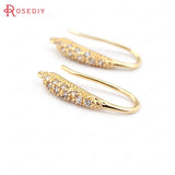 6PCS 18K Brass Earrings Hook with Zircon for DIY Jewelry Making