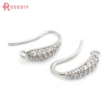 6PCS 18K Brass Earrings Hook with Zircon for DIY Jewelry Making