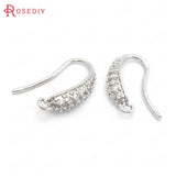 6PCS 18K Brass Earrings Hook with Zircon for DIY Jewelry Making