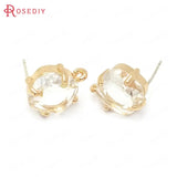 6PCS Champagne Brass Glass Sterling Silver Pins Stud Earrings Jewelry Making