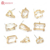 6PCS Champagne Brass Glass Sterling Silver Pins Stud Earrings Jewelry Making
