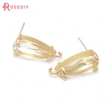 6PCS Champagne Brass Glass Sterling Silver Pins Stud Earrings Jewelry Making